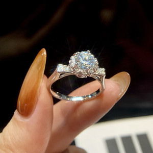 Wholesale Pure S925 Sterling <strong>Silver</strong> VVS Gra Certified <strong>D</strong> Color Diamond Moissanite With Small Zircon Ring Fine Jewelry for Women