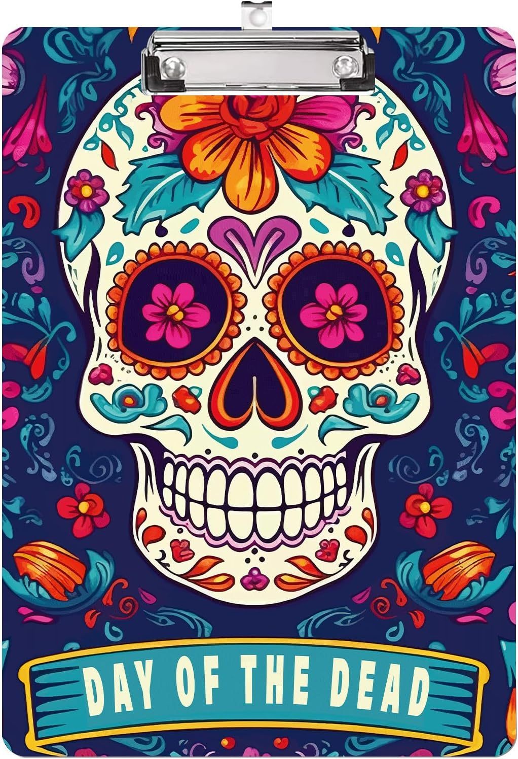 multicolored Halloween sugar skull-mexican flower