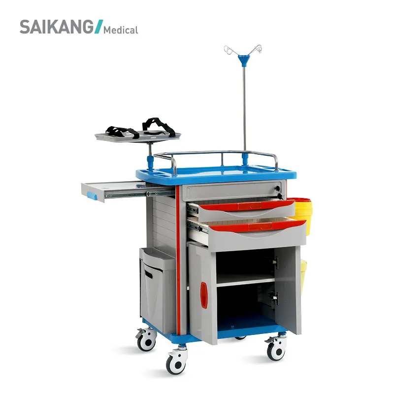 SKR051-ET Saikan Hospital Clínica ABS Carrinho de Pacientes Carrinho de Emergência Médica Multifuncional