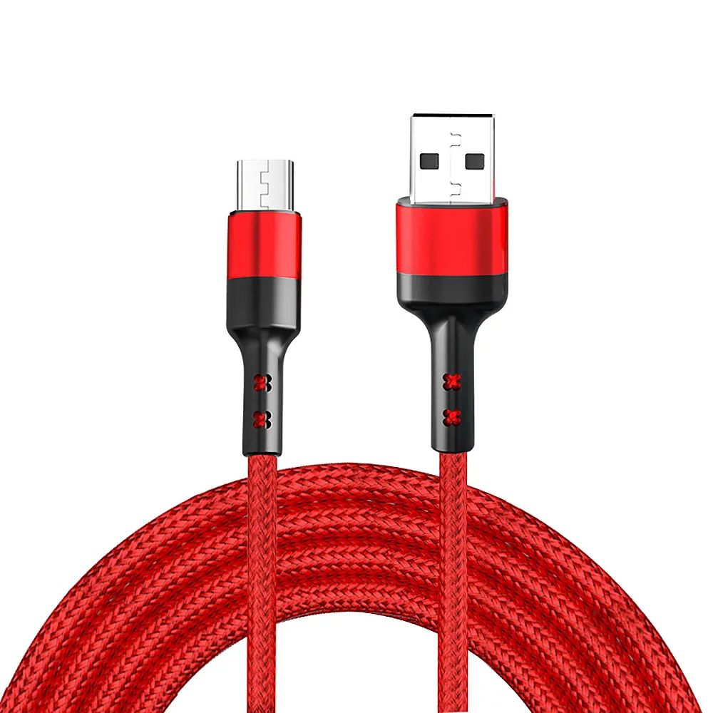 Direktverkauf ab Werk Schnellladung 1 m Nylonzöpfe Mikro-USB-Kabel Aluminiumlegierungsschale Mikro-USB zu USB a-Kabel
