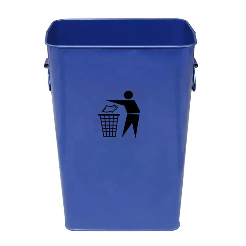Dikdörtgen Metal çöp kutusu çöp kutuları açık üst renkli ofis kağıdı sepeti çöp kutusu galvanizli çöp kutusu