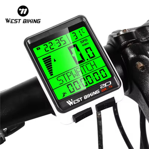 WEST BIKING-Ordenador inalámbrico para bicicleta, 2,1 pulgadas, 5 idiomas, impermeable, odómetro de velocidad, ordenador inalámbrico para bicicleta de ejercicio - Product Image 1
