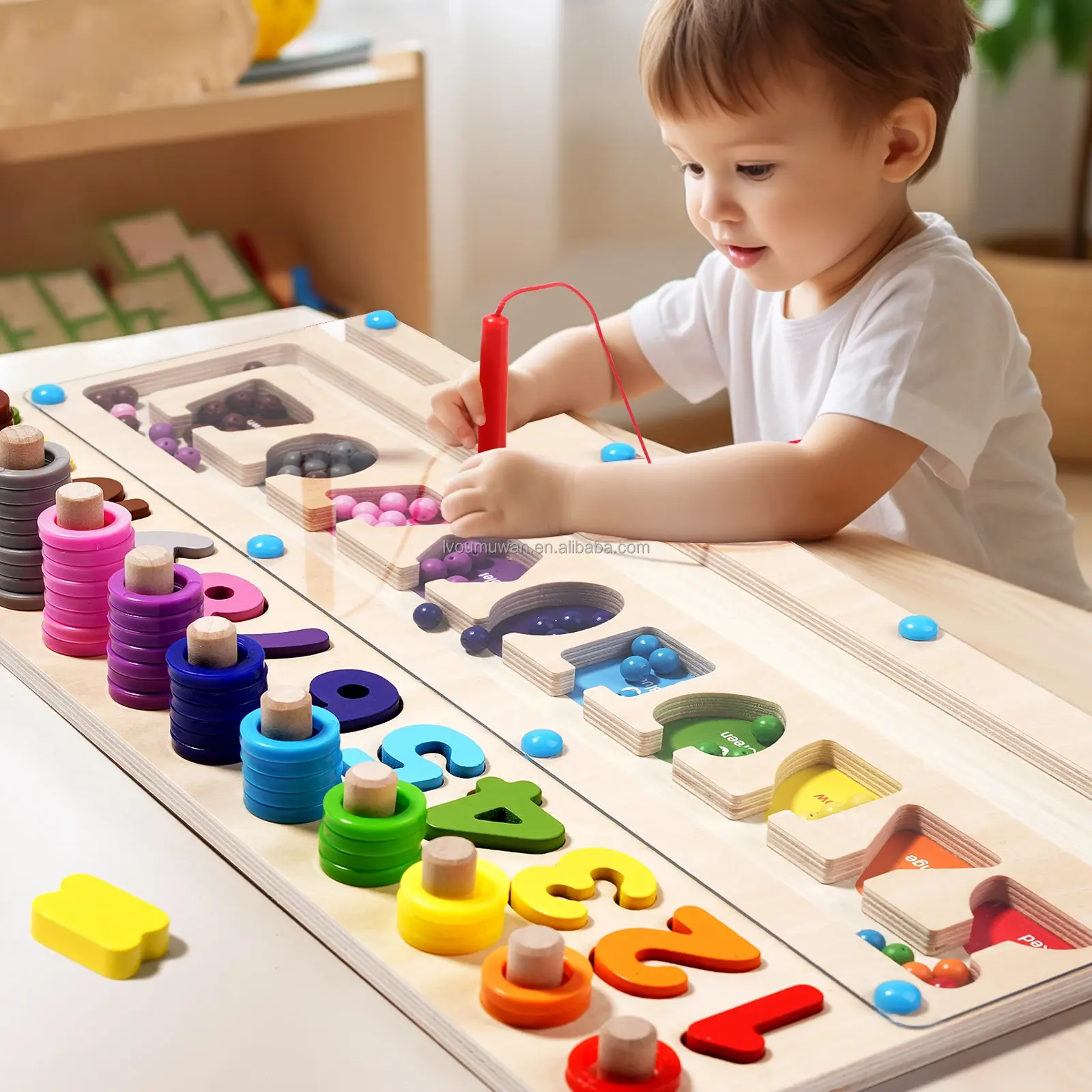 2024 giocattolo numero labirinto numero da tavolo conteggio gioco Montessori blocco giocattoli magnetici in legno