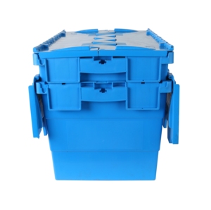 Plástico 56L 75L Cajas de mano plegables encajables Cajas de almacenamiento de estilo sólido Tapa adjunta Empresa de mudanzas Caja apilable de estilo sólido - Product Image 3