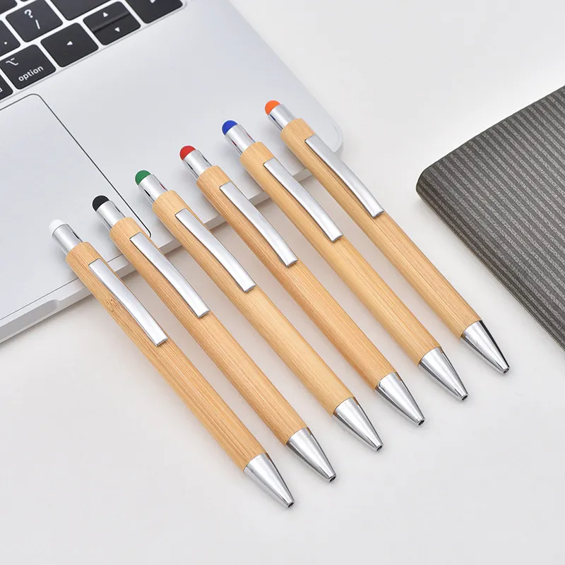 Personalizado Promoção Business Pen Logotipo Personalizado Bonito Luxo Madeira Canetas De Bambu com Stylus Touch Screen Pen
