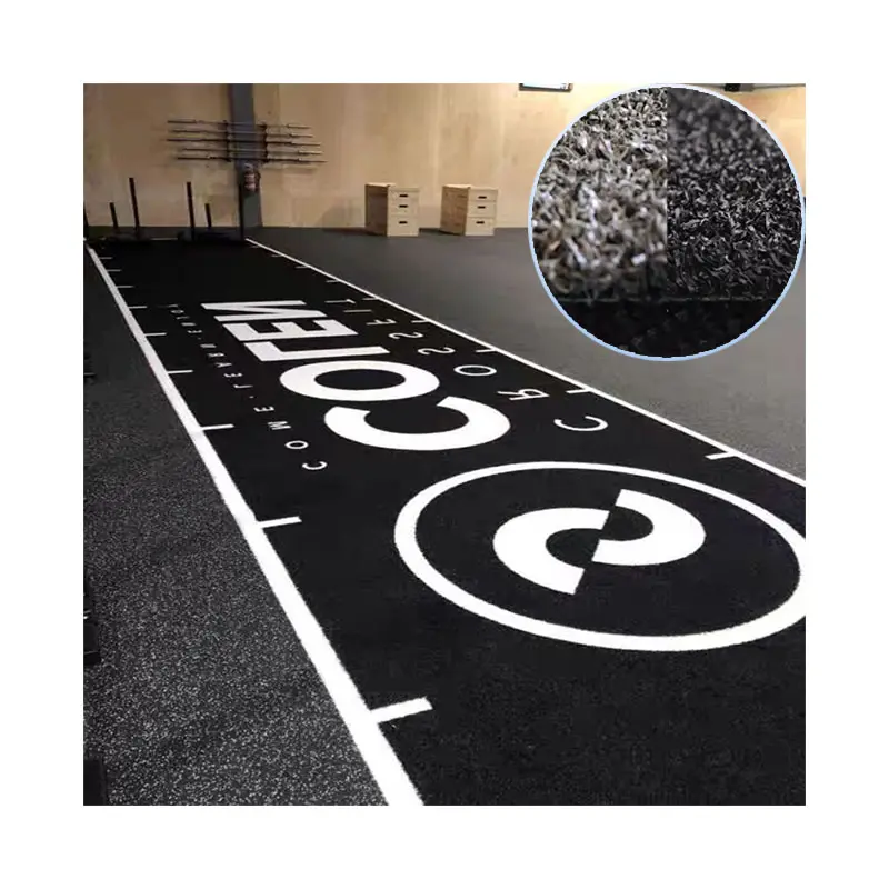 Hierba multifunción artificial hierba negra/gris césped sintético hierba verde carpetsled alfombra de gimnasio con logotipo impreso