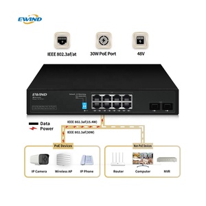 10 Port Gigabit anahtarı 1000Mbps POE anahtarı Power Over Ethernet kamera akıllı POE ağ 2 SFP Uplink portu ile - Product Image 1
