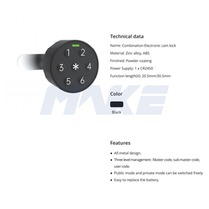 MK-E761 Bán Buôn 6-Chữ Số Số Mật Khẩu Khóa Kim Loại Bằng Gỗ Hộp Công Cụ Kết Hợp Cam Khóa Với Ba Cấp Độ Quản Lý - Product Image 2