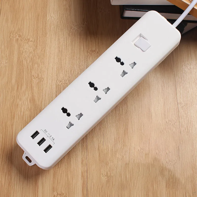 Smart Home Desk Strip 3 Way extension outlet Power Switch universal Socket With USB Charging port