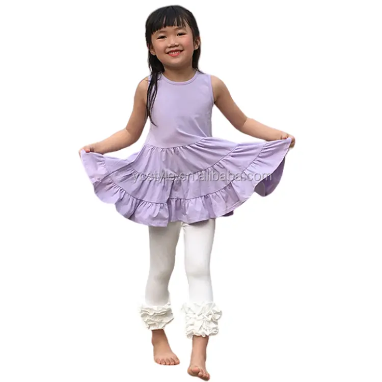 Benutzer definiert für Kinder Sommer Boutique Rüschen Mädchen Kleid Großhandel Rohlinge Baumwolle Kurzarm Twirl Kleid