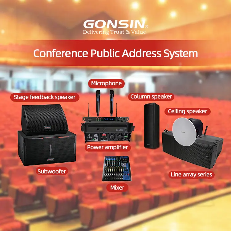 Conference PA System Complete PA System Speakers Monitors 8 O Conference Loudspeaker 100W Column Speaker Sound System For Church