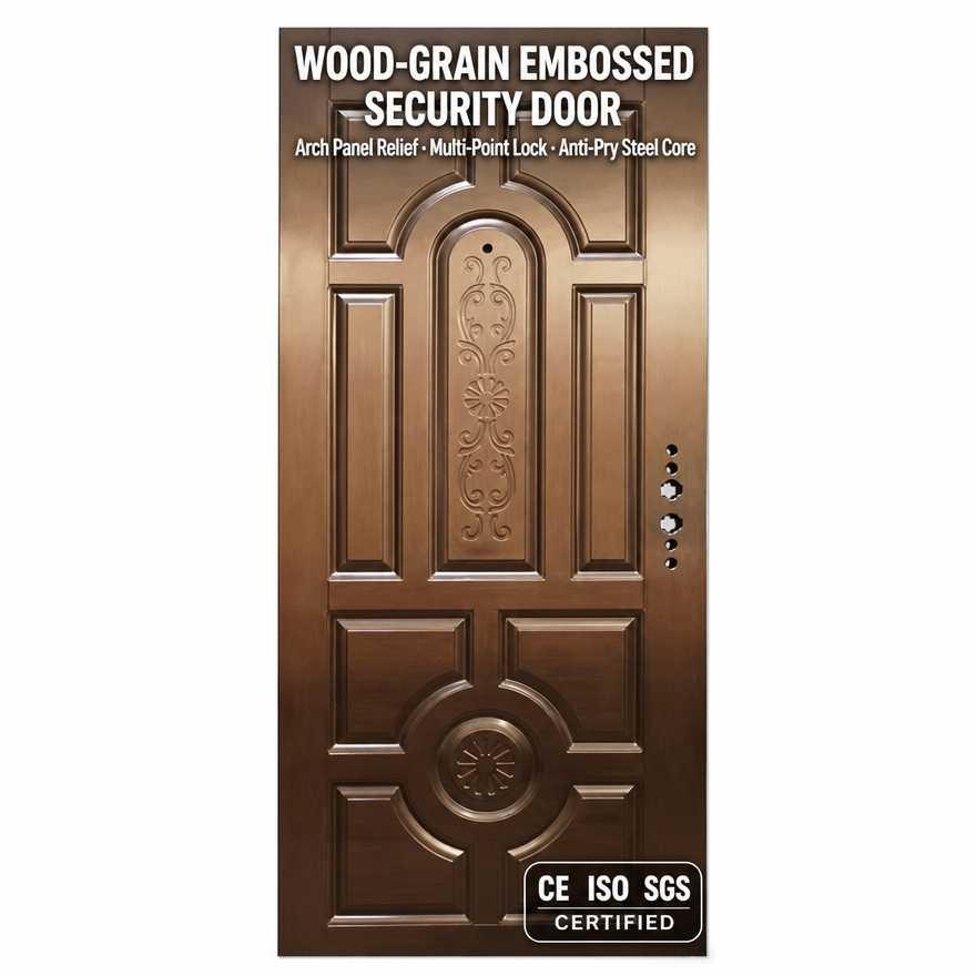 Porte de sécurité à grain de bois embossé