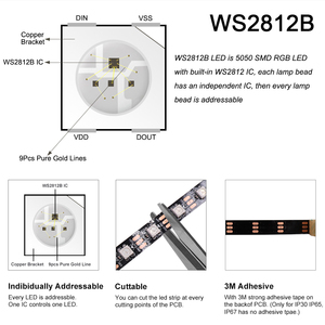 WS2812B 5V 12V 24V adresli LED şerit işık SMD 5050 siyah beyaz PCB rüya renk RGB piksel Led IP67 IP65 - Product Image 5