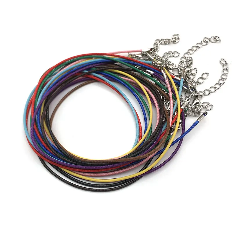 Liontin bandul kabel katun lilin, gelang kalung membuat perhiasan tali kalung dengan tali kalung gesper