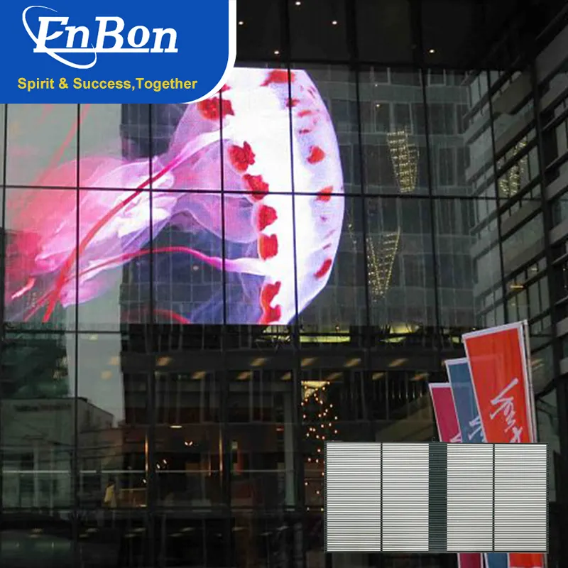 Enbon الإعلان الزجاج نافذة التلفزيون سعر P2.6-7.82 مللي متر led إضاءة ليد شفافة شاشة للتسوق مول