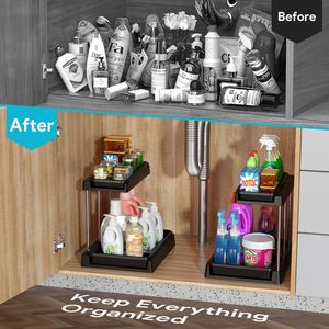 Genişletilebilir ayarlanabilir mutfak zihinsel altında lavabo depolama organizatör çekmece raf <span class=keywords><strong>2</strong></span> katmanlı <span class=keywords><strong>2</strong></span> paket altında temizle sürgülü çekin