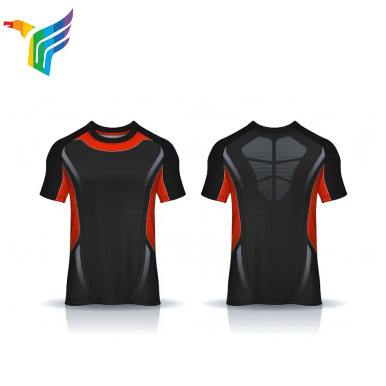 Camiseta de alta calidad para hombre, camisa de Marca completa en negro y rojo, cuello de fútbol de talla libre