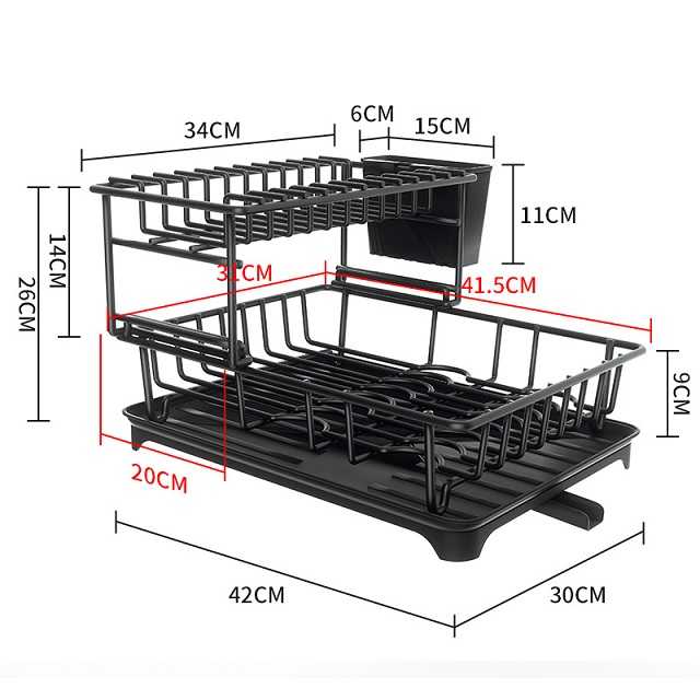 Cesta de drenaje de dos capas negra (mejorada)