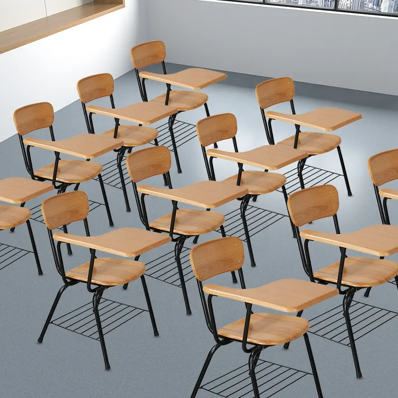 Sedia da studente in legno per mobili scolastici sedia da allenamento pieghevole con tavoletta da scrittura