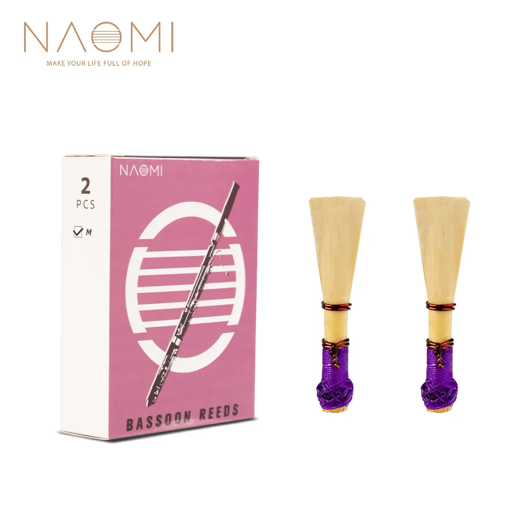 NAOMI 2pcs/1pack Bassoon Reeds Cork Reeds Bamboo Bassoon Reed W/ Individual Moisture-Proof Case