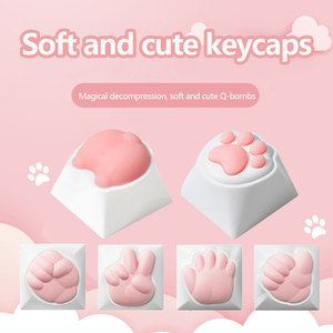 Lindo gato garra gato trasero personalidad suave silicona Keycap Rock papel tijeras teclado C AP Cross Axis Universal teclado Keycap - Product Image 2