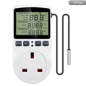 Thermostat Digital Temperature <strong>Controller</strong> Socket Outlet With <strong>Timer</strong> Switch <strong>Sensor</strong> Probe