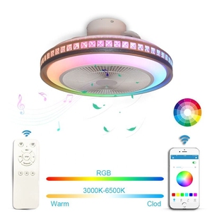 森凯现代发光二极管吊扇灯调光嵌入式智能发光二极管吊扇灯RGB 12亚克力白色80遥控器2年 - Product Image 1