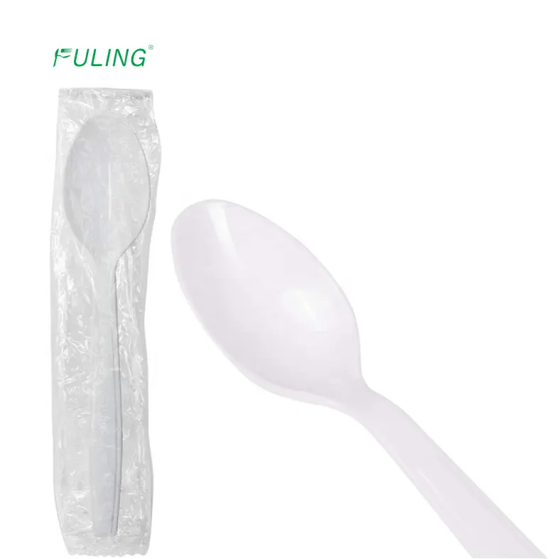 Individually wrapped cutlery disposable ice cream spoon silverware soupspoon coffee tea spoon ps white plastic spoons