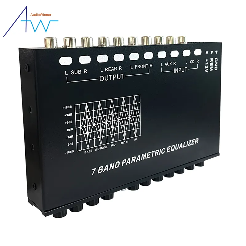 Processeur audio dsp de voiture avec prise en charge de l'amplificateur, ordinateur/système de téléphone android, ODM/OEM, 7 bandes d'égaliseur paramétrique, bande de fréquence