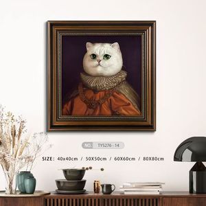 Yüksek kaliteli kedi yağlıboya tarzı duvar dekor taklit rönesans başyapıtları ile özel çerçeveli tuval - Product Image 1