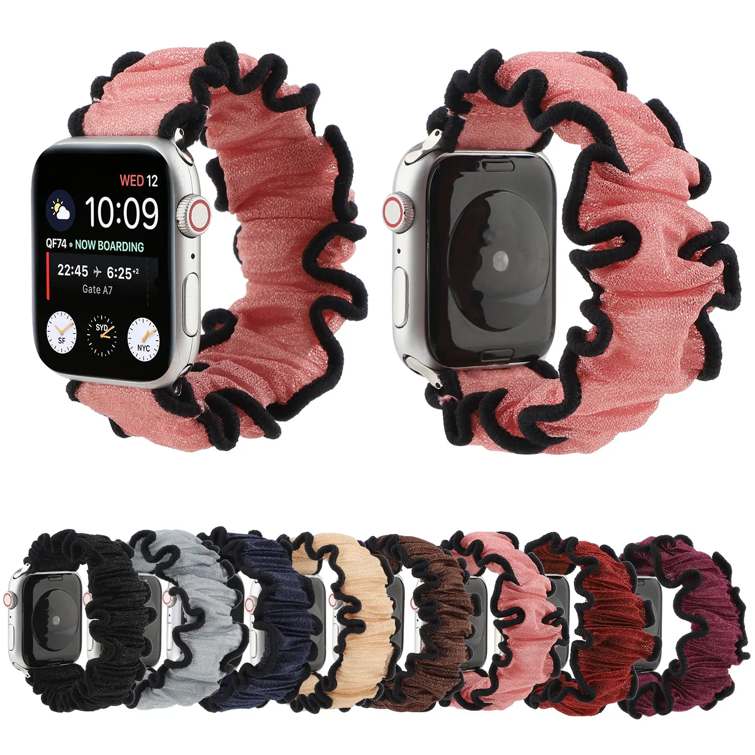 Dây Đeo Cổ Tay Co Giãn Bằng Nhung Cho Nữ Dây Đeo Đồng Hồ Dây Đeo Cho Apple Watch Series 7 6