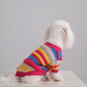 Köpekler için gümrük köpek ve insan eşleştirme giysileri gökkuşağı kazak düşük adedi tasarımcı pet giyim - Product Image 2