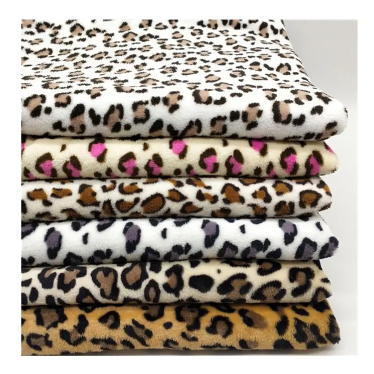 220GSM Super suave sudaderas con capucha manta tela leopardo impreso 100% poliéster doble cara franela polar ropa de cama terciopelo sofá tela