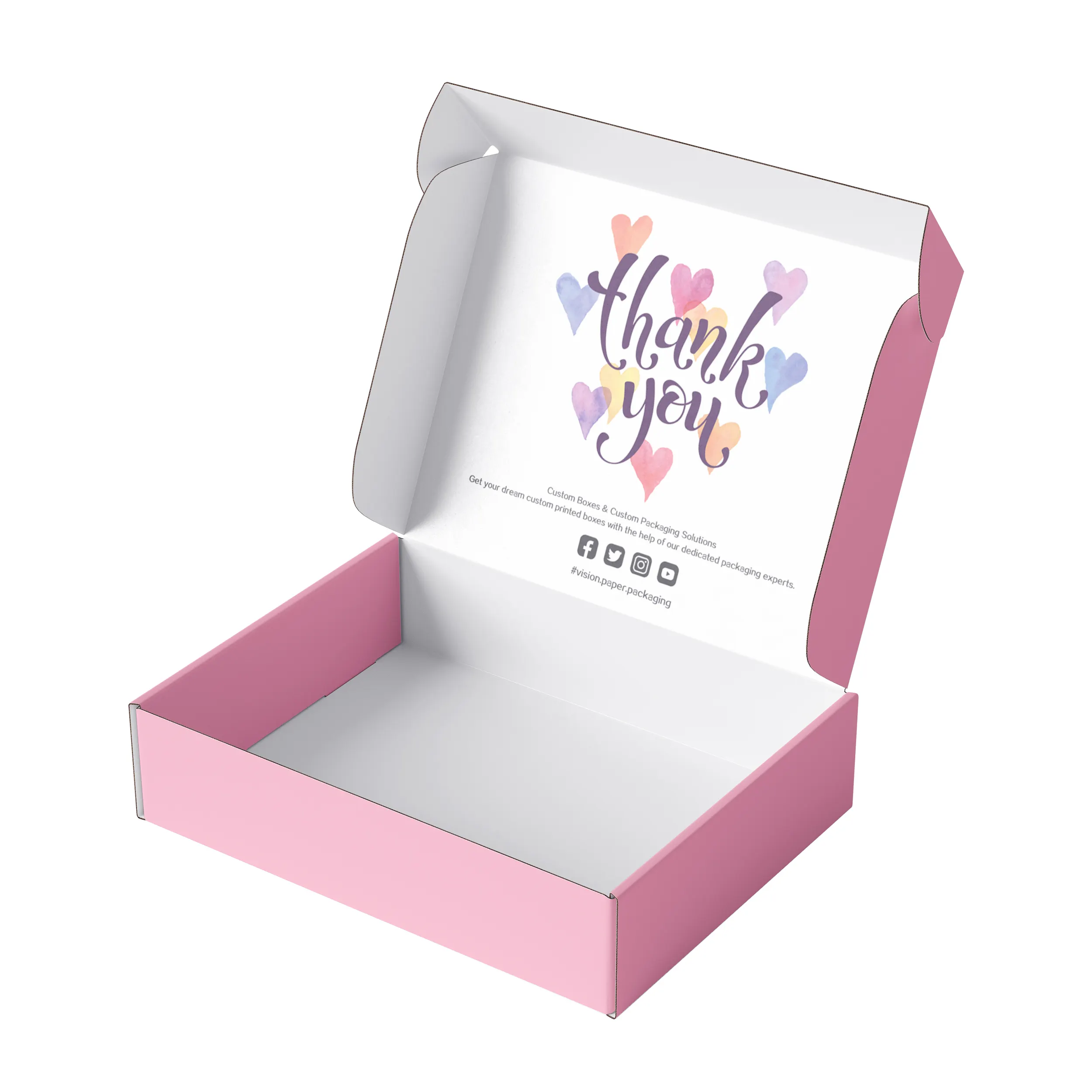 Scatole con Logo rosa della scatola di spedizione all'ingrosso per l'imballaggio personalizzato del fornitore del produttore dell'imballaggio
