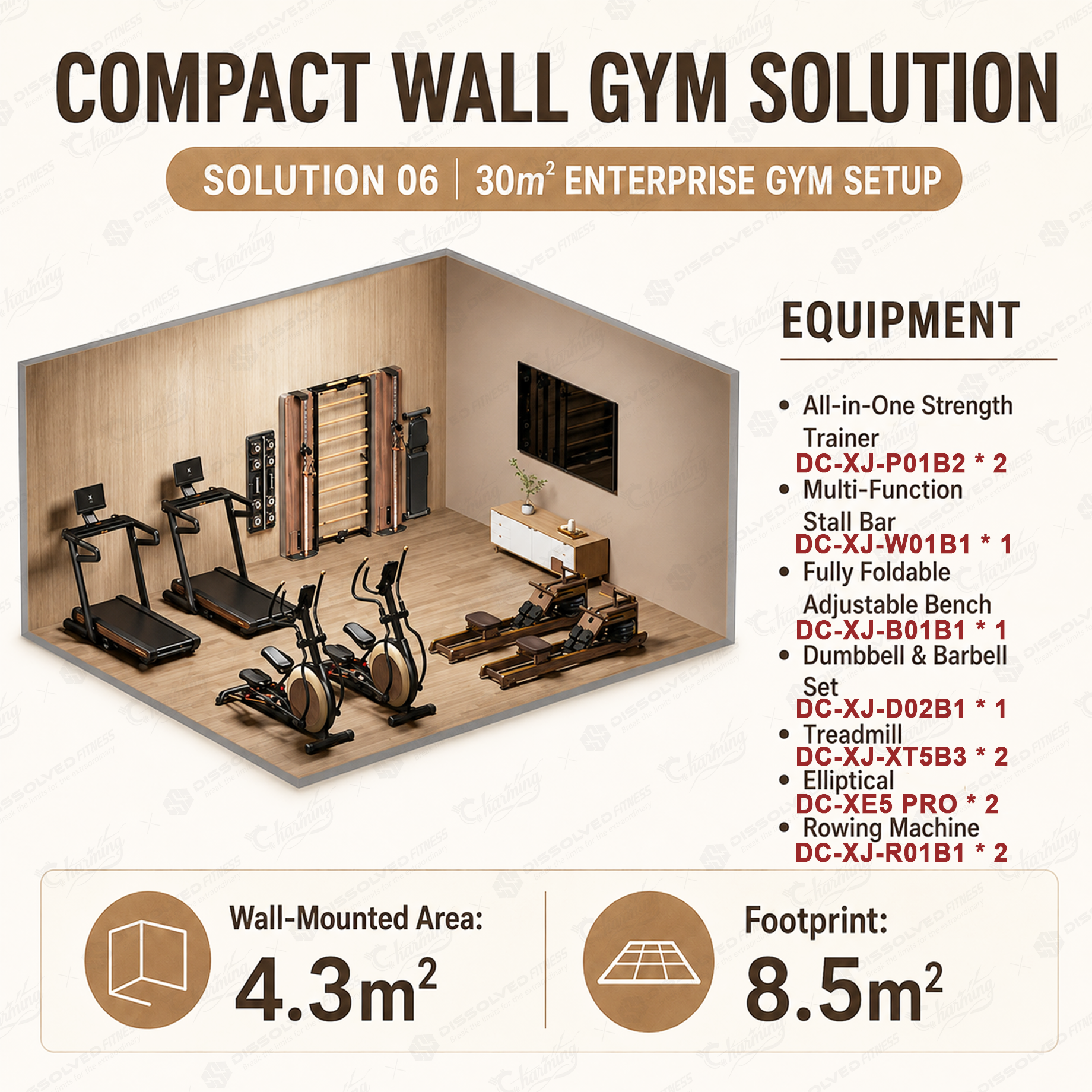 negro 30㎡ CONFIGURACIÓN DE GIMNASIO EMPRESARIAL