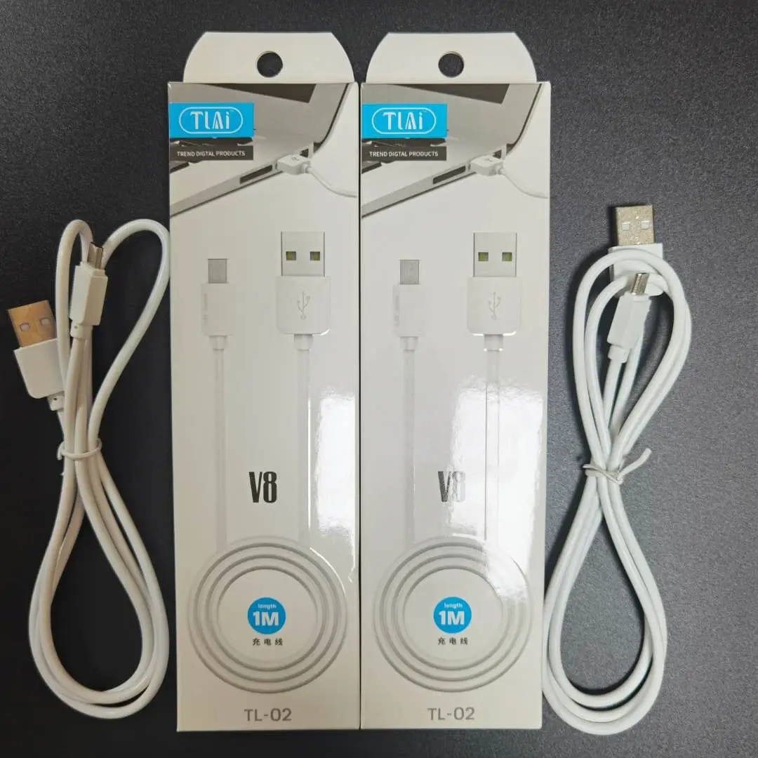 Pacote de varejo 1a white micro usb cabo, de carregamento para celular android