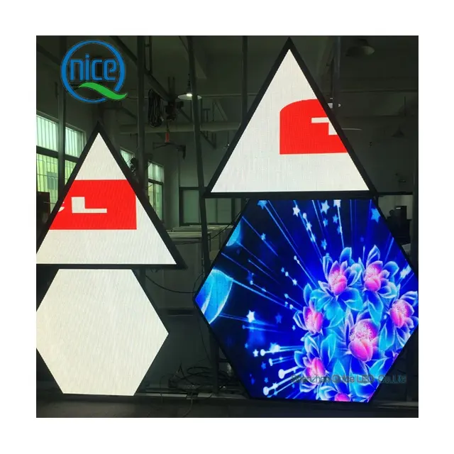 Precio de fábrica forma Irregular Magic DJ Booth P4 P5 escritorio interior pantalla Led listo para enviar Triangular Hexagonal círculo pantalla LED