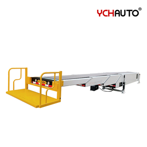 Transportador telescópico de carga de descarga, transportador retráctil de carga con plataforma de pie de manera para descarga de carga de camiones