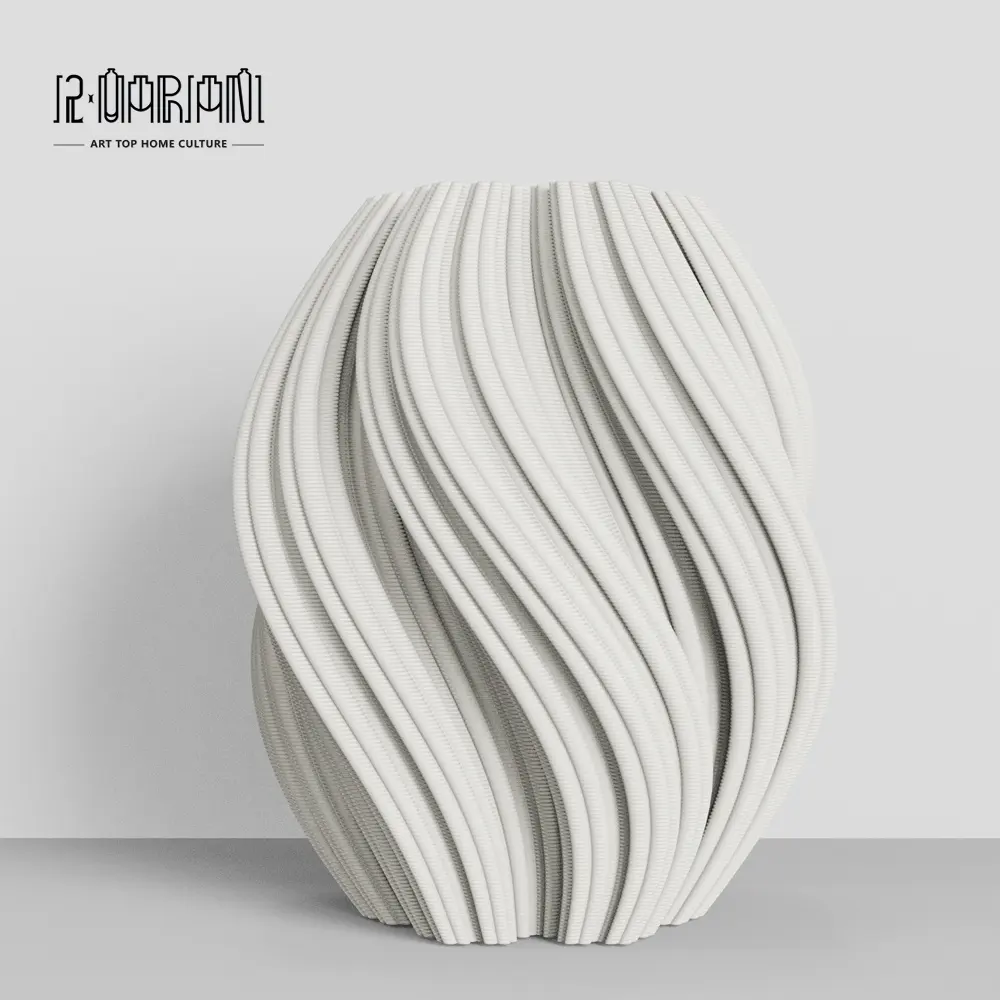 Jarrón de cerámica moderno con estampado 3D, diseño único, minimalista, escandinavo, decoración