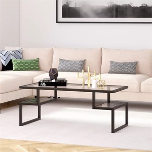 Venta al por mayor pequeña mesa de centro de cristal para el hogar con marco de metal mesa auxiliar anidada para sala de estar sofá mesas de té muebles para el hogar - Product Image 2