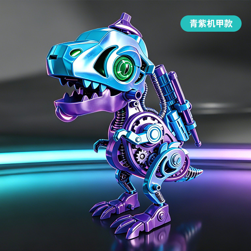 Tyrannosaurus Rex Mech de doble forma - Cian-Púrpura (Caja de color)