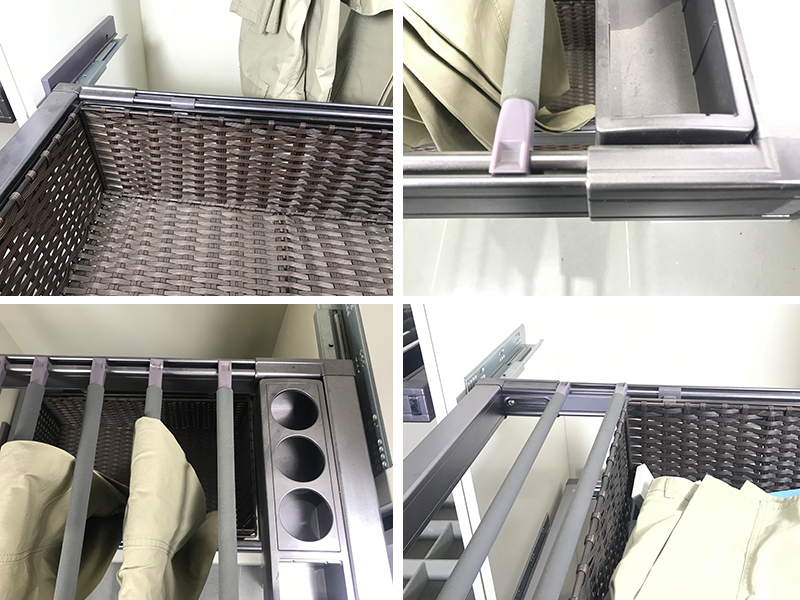 Wardrobe latest style rattan basket for clothes storage with soft closing