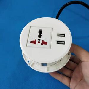 Minienchufe Universal inteligente para mesa de conferencia, toma de corriente redonda para escritorio con puerto USB, ojal redondo, Blanco/negro - Product Image 5