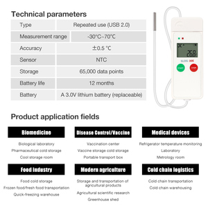Registrador de Datos de registro de temperatura de alta calidad, alarma de temperatura, Registrador de temperatura de cadena fría, ampliamente utilizado - Product Image 4