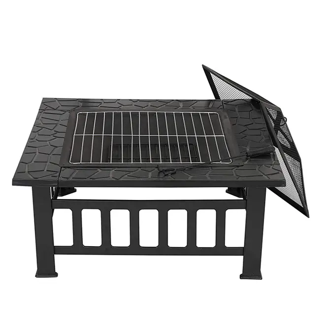 Dropshipping 32 pollici Fire Pit Table Square Metal Firepit Outdoor Wood Burning Large Steel falò Pit per Patio Backyard Garden