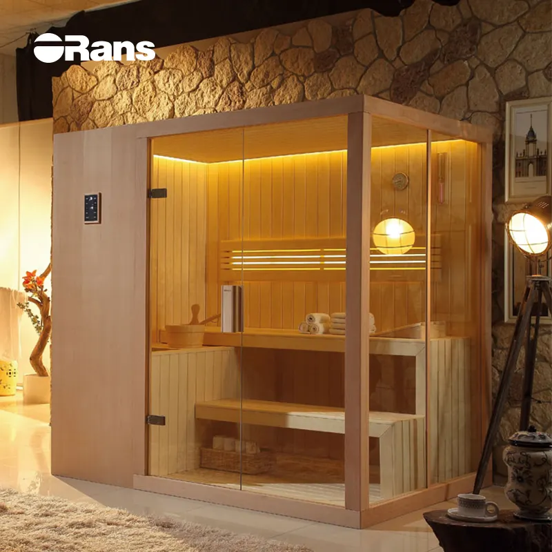 Bagno turco a secco per 2 persone in legno massello bagno Sauna all'aperto in legno e bagno combinato a vapore per interni