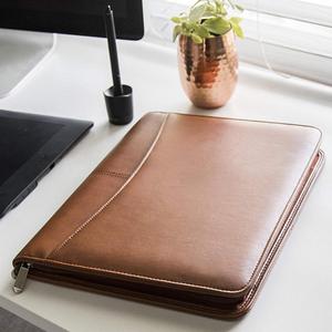 Máy Tính Tùy Chỉnh OEM Danh Mục Đầu Tư Kinh Doanh Phong Cách Đơn Giản Handmade PU Leather Zipper A4 - Product Image 6