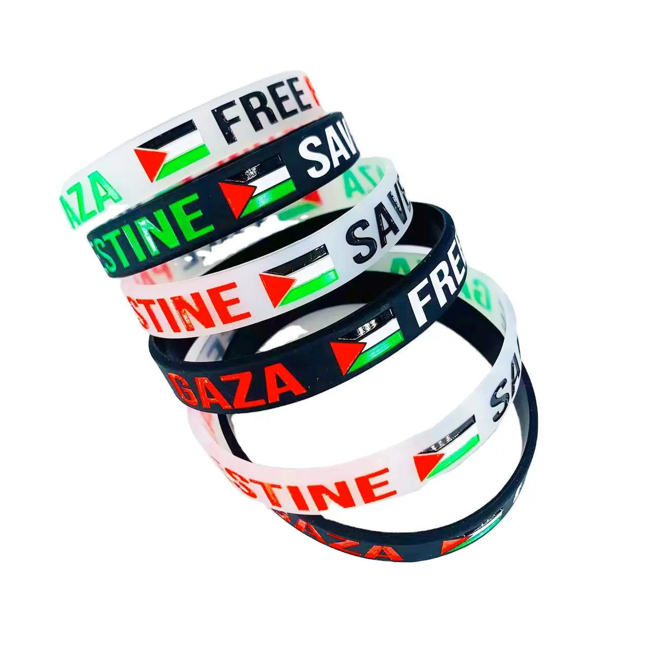 Bracelet de la Palestine libre Bracelet de charme en silicone en caoutchouc souple Bracelet de drapeau personnalisable