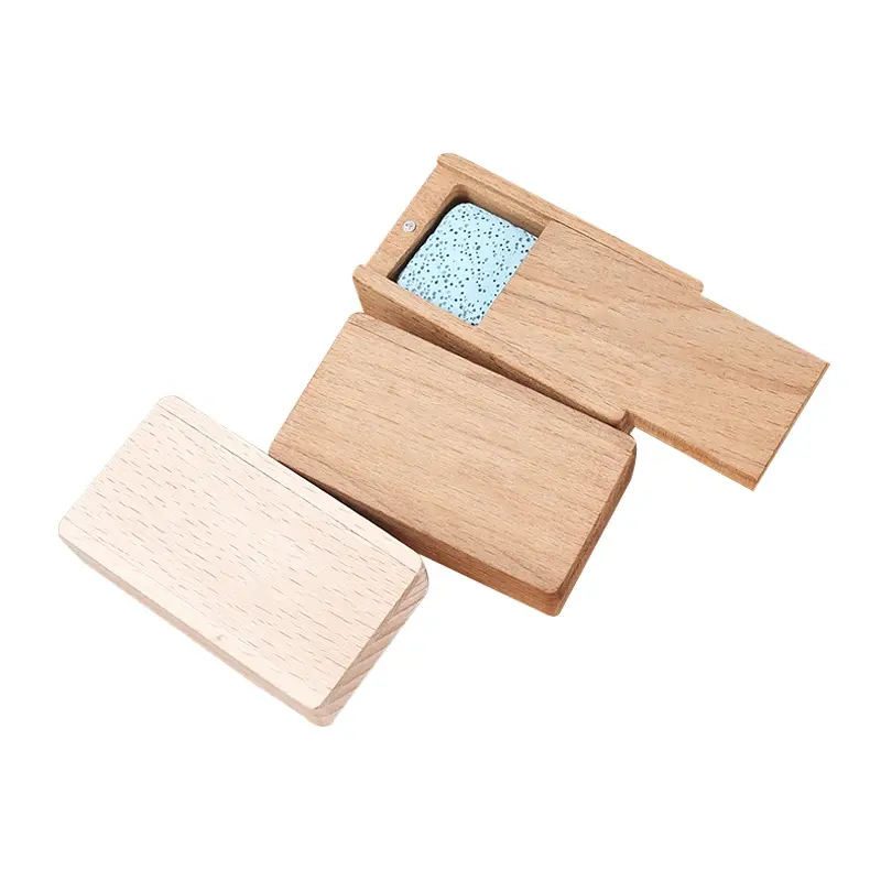 Caixa de madeira retangular para armazenamento de queijo e recipiente de comida prato de manteiga com cor de madeira natural