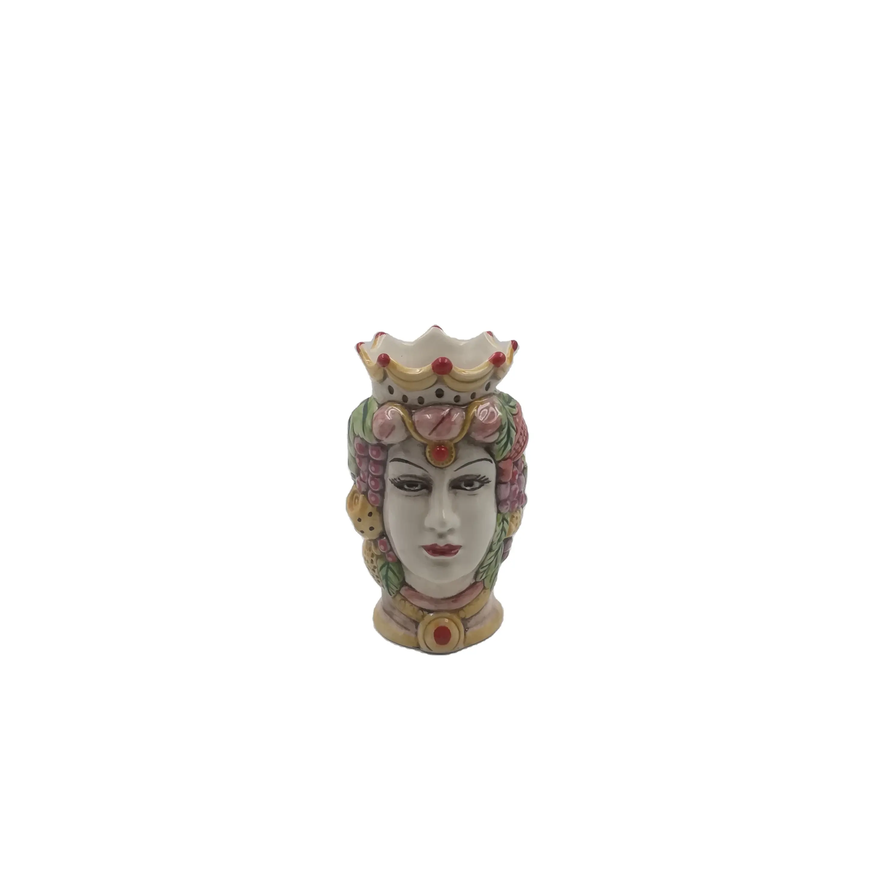 Top Seller Small Italian Ceramic Queen Head Flower Vase Porcelain Face Flower Pots